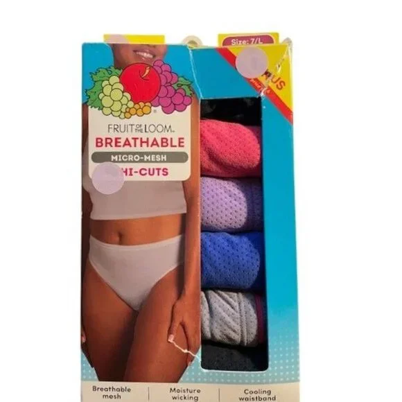 Fruit of the Loom 6pk Breathable Micro-Mesh Hi-Cut Underwear 7/L - Picture 1 of 3